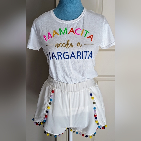 HappilyEverTuesday, Mamacita Needs a Margarita color White & Rainbow T-Shirt - Picture 3 of 6